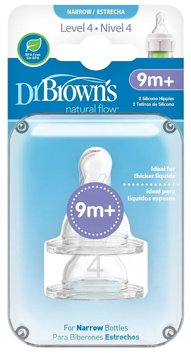 DR BROWN'S - 2 x smoczek standard do wąskiej butelki, poziom 4 | 9+ miesięcy