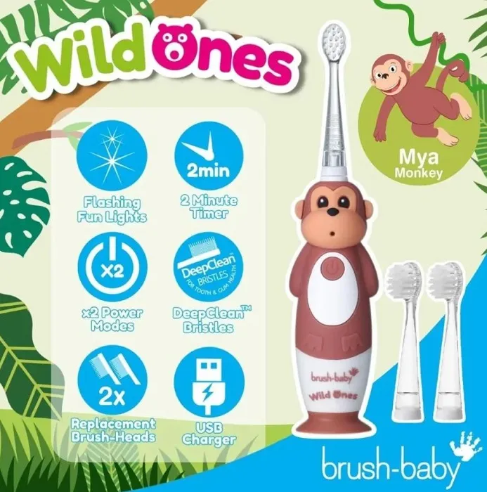 BRUSH-BABY WildOnes - szczoteczka soniczna do zębów 0-10 lat