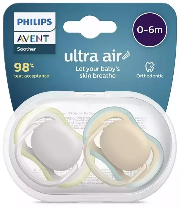 PHILIPS AVENT Ultra Air - smoczek ortodontyczny 2 szt. | 0-6 m