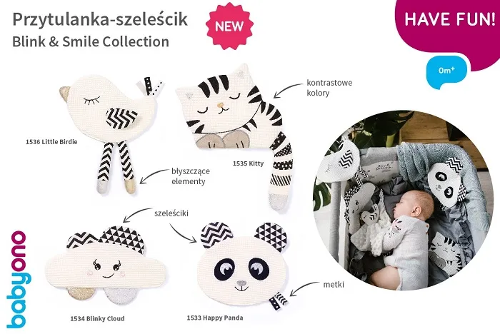 BABYONO Blink&Smile - przytulanka szeleścik | Kitty