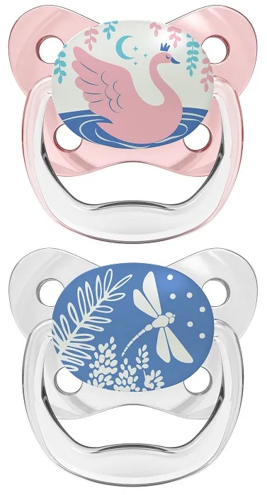 DR BROWN'S Prevent - 2 x smoczek ortodontyczny świecący w ciemności, różowy | 0-6 m
