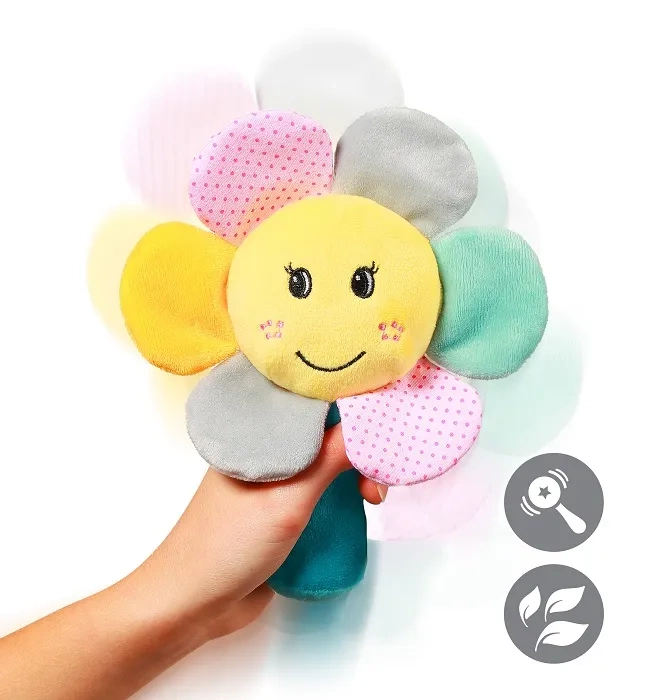 BABYONO Rainbow Flower - grzechotka pluszowa