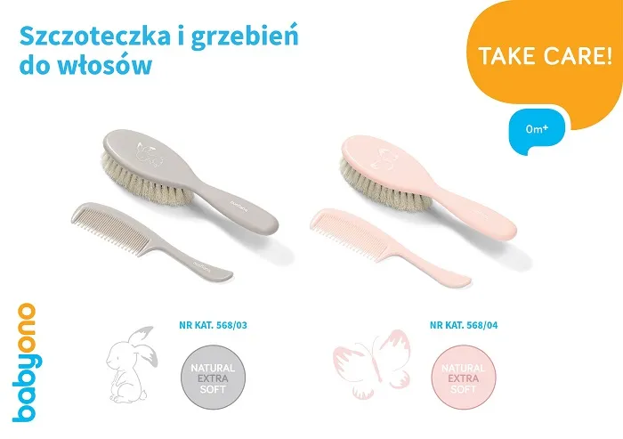 BABYONO - super miękka szczotka do włosów z grzebieniem