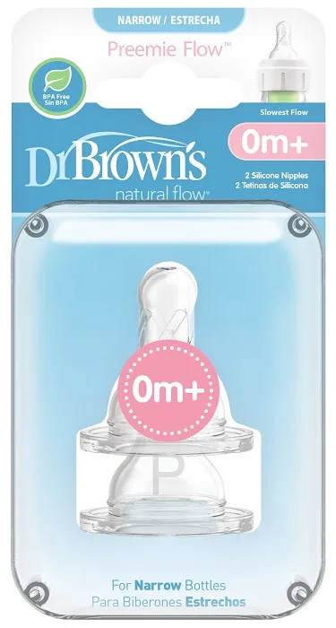 DR BROWN'S - 2 x smoczek standard do wąskiej butelki, poziom P (wcześniak) | 0+ miesięcy