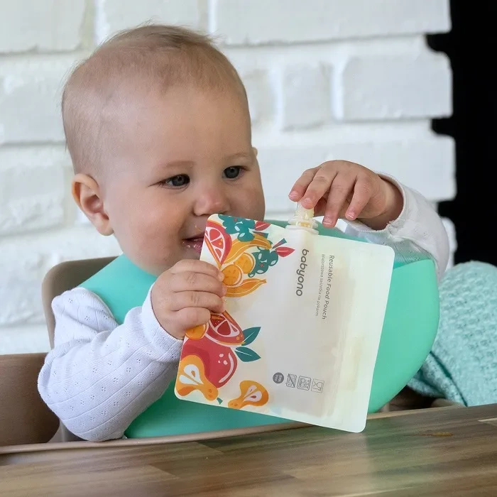 BABYONO - wielorazowe saszetki na mus, kaszkę, deserek | 5 szt.