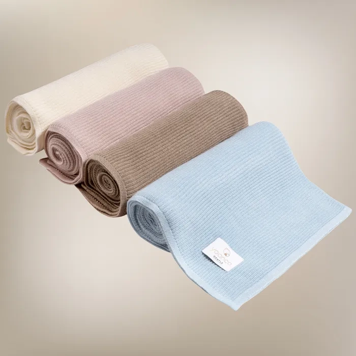 YOONCO Mgiełka - lekki kocyk bambusowy 80x100 cm | Gładki Niebieski