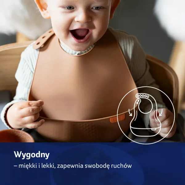 LOVI - śliniak silikonowy z kieszonką | NUDE