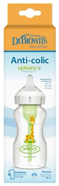 DR BROWN'S Options+ - antykolkowa, szeroka butelka 270 ml (3 m+) | Żyrafa