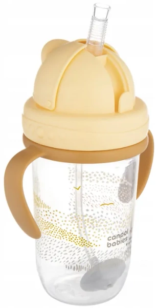 CANPOL BABIES Mountains - kubek niekapek z rurką i odważnikiem 270 ml | Żółty