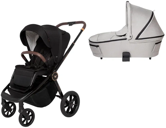 MUUVO Quick SE 2 - wózek wielofunkcyjny, zestaw 2w1 z gondolą Quick 3.0 | Sunset Black + Steel Grey (+ ADAPTERY)