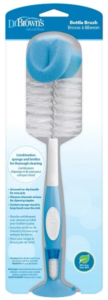 DR BROWN'S - szczotka do czyszczenia butelek i smoczków z przyssawką | Niebieska