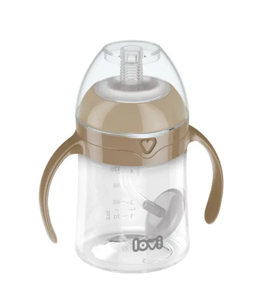 LOVI - pierwszy kubek ze słomką z odważnikiem 150 ml Brown | 6m+