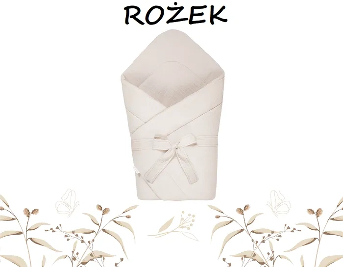 YOONCO - muślinowy rożek niemowlęcy z kokardą 75x75 cm | Krem