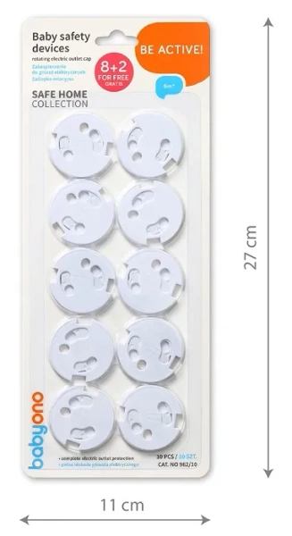 BABYONO - rotacyjne zabezpieczenia gniazdek elektrycznych 10 szt.