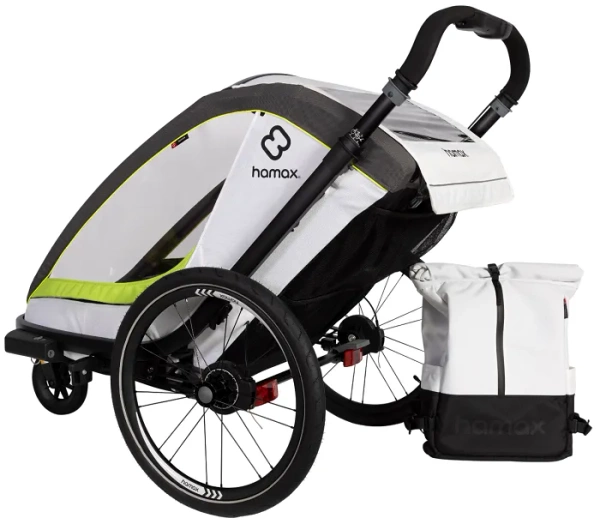 HAMAX Breeze One - jednoosobowa przyczepka rowerowa | White/Green