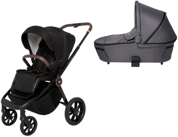 MUUVO Quick SE 2 - wózek wielofunkcyjny, zestaw 2w1 z gondolą Quick 3.0 | Sunset Black + Iron Graphite