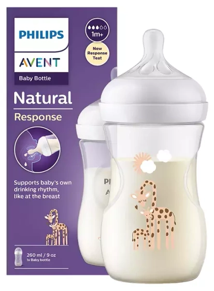 PHILIPS AVENT Natural Response - responsywna butelka antykolkowa 260 ml ŻYRAFA | 1 m+