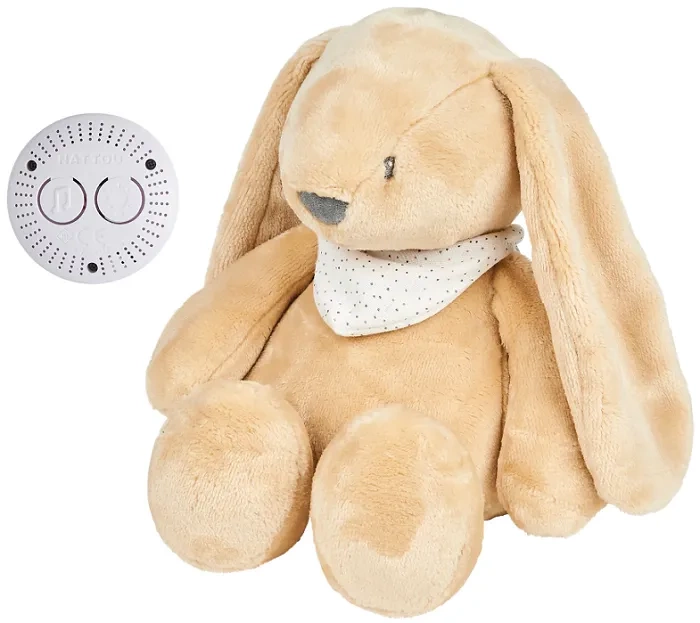 NATTOU Sleepy Bunny - maskotka muzyczna ze światłem i czujnikiem płaczu 4w1 | Brązowa
