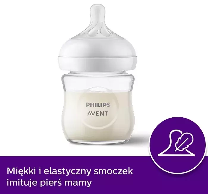 PHILIPS AVENT Natural Response - szklana butelka antykolkowa 120 ml | 0 m+