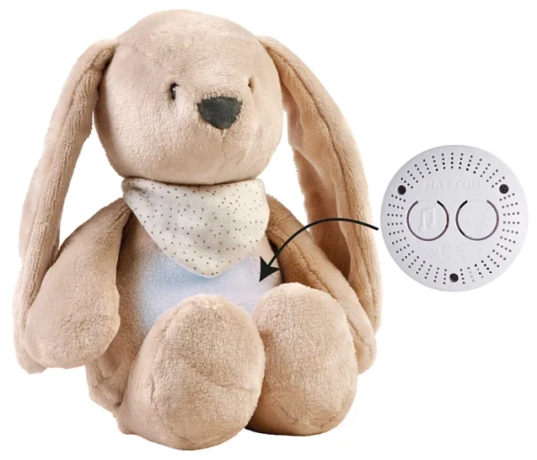 NATTOU Sleepy Bunny - maskotka muzyczna ze światłem i czujnikiem płaczu 4w1 | Beżowa