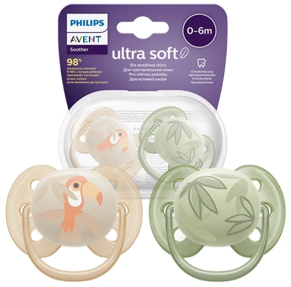 PHILIPS AVENT Ultra Soft - smoczek ortodontyczny 2 szt. | 0-6 m