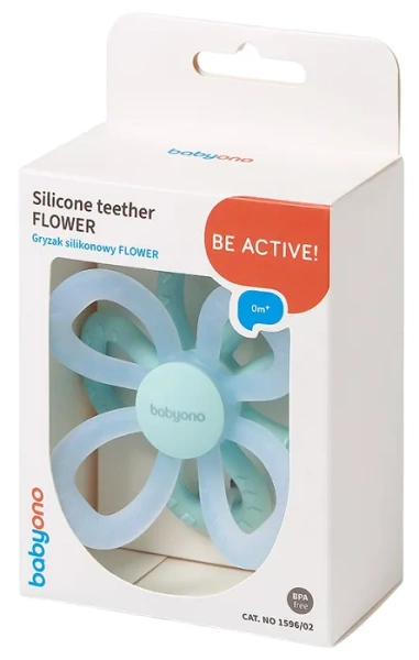 BABYONO - gryzak silikonowy Flower | Niebieski