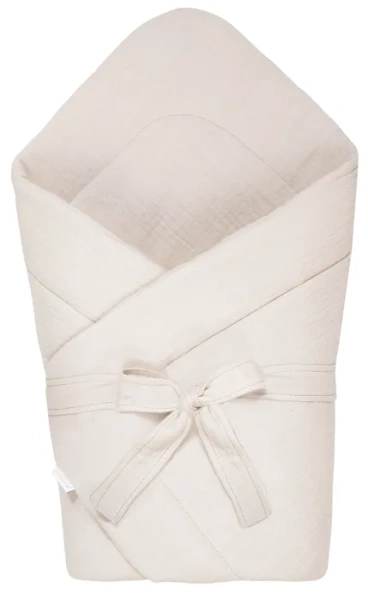 YOONCO - muślinowy rożek niemowlęcy z kokardą 75x75 cm | Krem