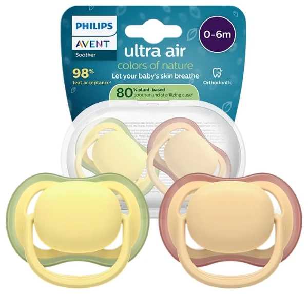 PHILIPS AVENT Ultra Air Colors of Nature - smoczek ortodontyczny 2 szt. | 0-6 m