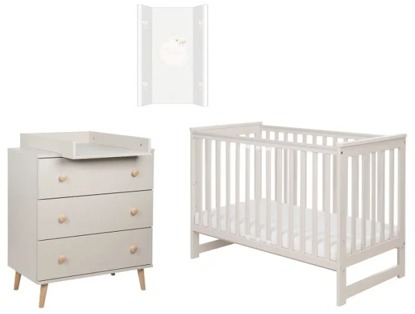 YOONCO - łóżeczko Iwi + komoda + przewijak miękki Owieczka | Beż