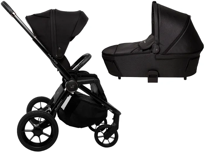 MUUVO Quick SE 2 - wózek wielofunkcyjny, zestaw 2w1 z gondolą Quick 3.0 | Chromium Black + Jet Black (+ ADAPTERY)