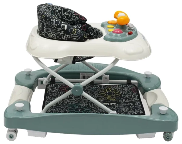 BABY MIX - chodzik 2w1 z bujakiem, kierownicą i silikonowymi kółkami | Zielony