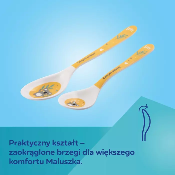 CANPOL BABIES - zestaw łyżek z melaminy 2 szt. | EXOTIC ANIMALS szare