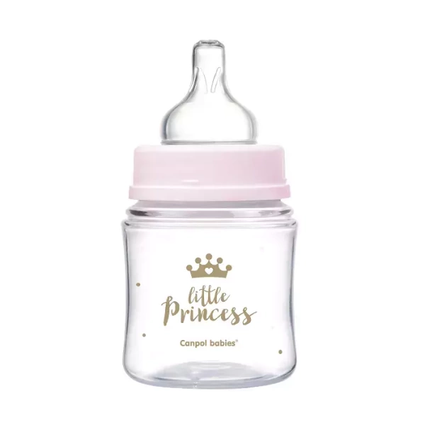 CANPOL BABIES - butelka szeroka antykolkowa 120 ml PP EasyStart | ROYAL BABY różowa