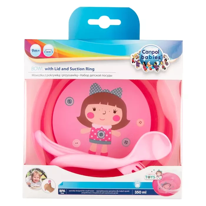 CANPOL BABIES - miska z pokrywką i sztućcami 350ml | TOYS