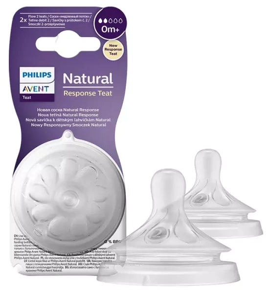 PHILIPS AVENT Natural Response - responsywny smoczek do butelki 2 szt. | 0 m+