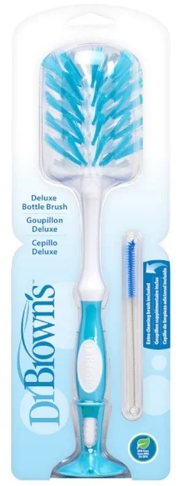 DR BROWN'S - szczotka Lux do butelek, smoczków i systemu antykolkowego z przyssawką | Niebieska