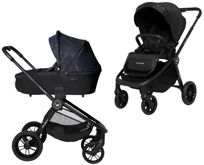 MUUVO Quick - wózek wielofunkcyjny, zestaw 2w1 z gondolą Trendy | Raven Black