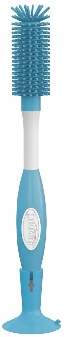 DR BROWN'S - silikonowa szczotka do butelek i smoczków z przyssawką | Niebieska