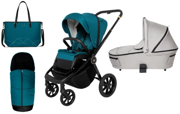 MUUVO Quick SE 2 - wózek wielofunkcyjny, zestaw 2w1 z gondolą Quick 3.0 | Paradise Gold + Steel Grey