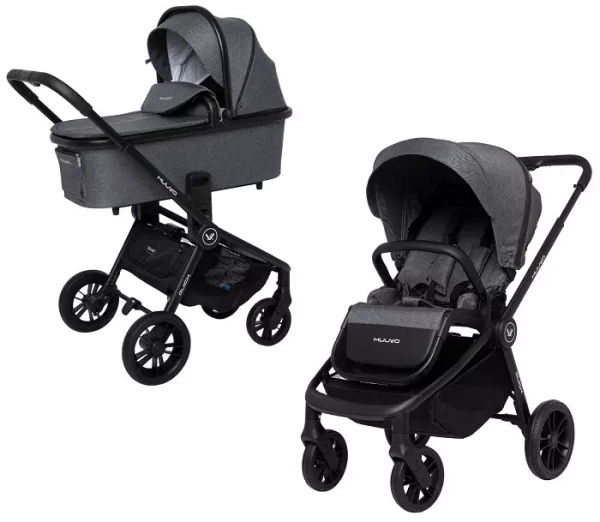 MUUVO Quick Basic - wózek wielofunkcyjny z gondolą XL, zestaw 2w1 | Carbon Graphite