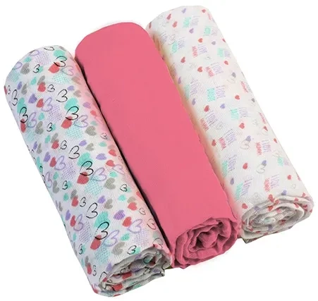 BABYONO - bawełniane pieluszki muślinowe 70x70 cm, zestaw 3 szt. | Malinowe