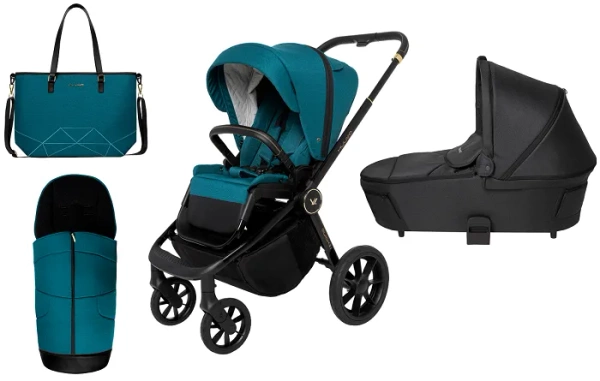 MUUVO Quick SE 2 - wózek wielofunkcyjny, zestaw 2w1 z gondolą Quick 3.0 | Paradise Gold + Jet Black (+ ADAPTERY)