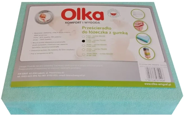 OLKA - prześcieradło frotte do łóżeczka 140 x 70 cm | Miętowe