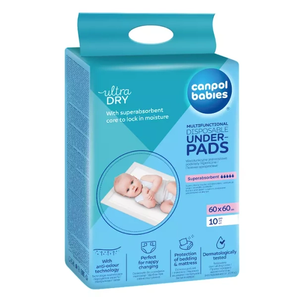 CANPOL BABIES - wielofunkcyjne podkłady higieniczne 60x60cm | 10szt.