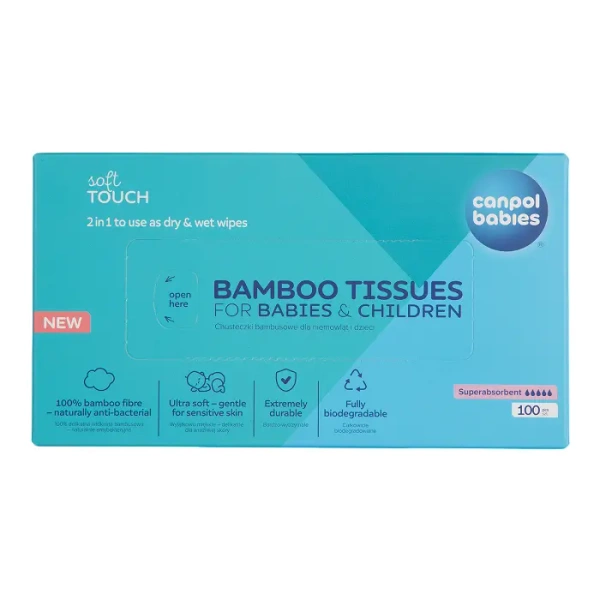 CANPOL BABIES - suche chusteczki bambusowe dla niemowląt i dzieci | 100 szt.