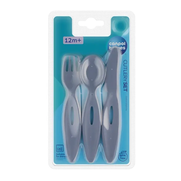 CANPOL BABIES - zestaw sztućców dla dzieci 12m+ | niebieskie