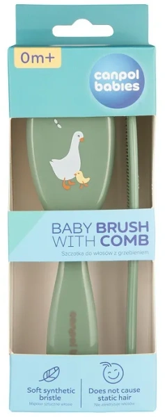 CANPOL BABIES Goose - szczotka i grzebień z miękkim włosiem | Zielona