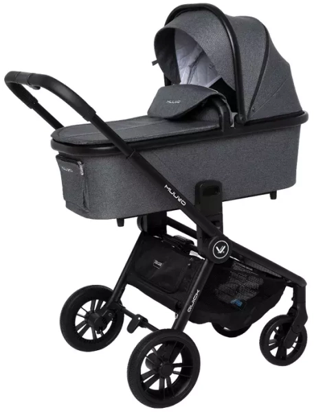 MUUVO Quick Basic - wózek wielofunkcyjny z gondolą XL, zestaw 2w1 | Carbon Graphite (+ ADAPTERY)