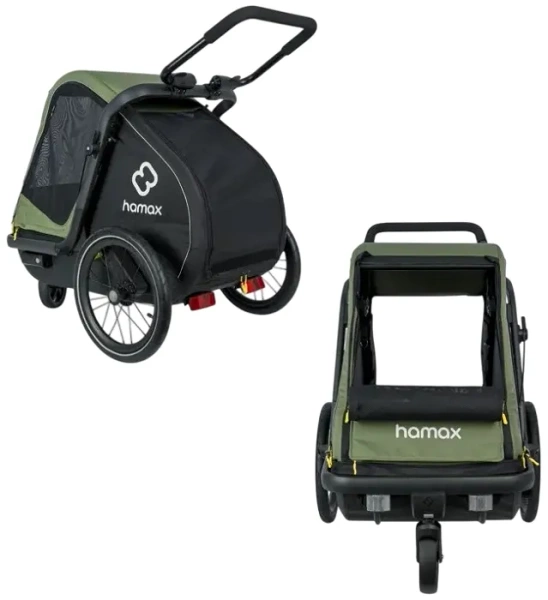 HAMAX Pluto M - przyczepka rowerowa dla psa do 35 kg | Green/Black