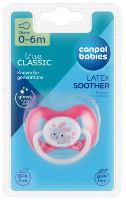 CANPOL BABIES Bunny&Company - smoczek uspokajający kauczuk 0-6 m okrągły | Różowy